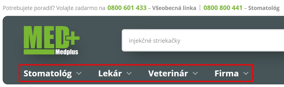 Hlavné kategórie e-shopu