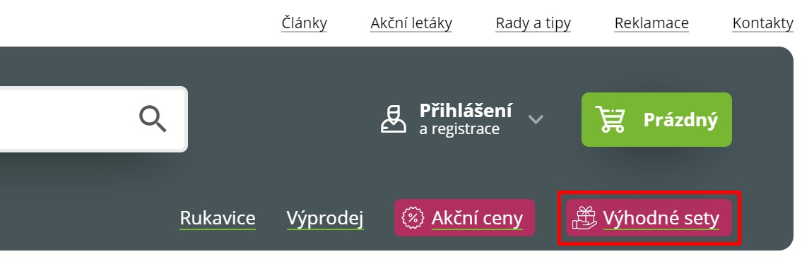 Speciální nabídky v sekci Výhodné sety
